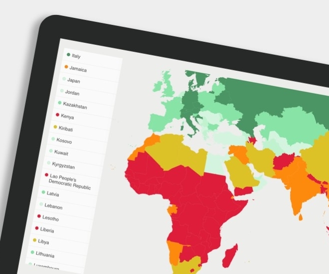 The World Federation of Societies of Anaesthesiologists interactive map.